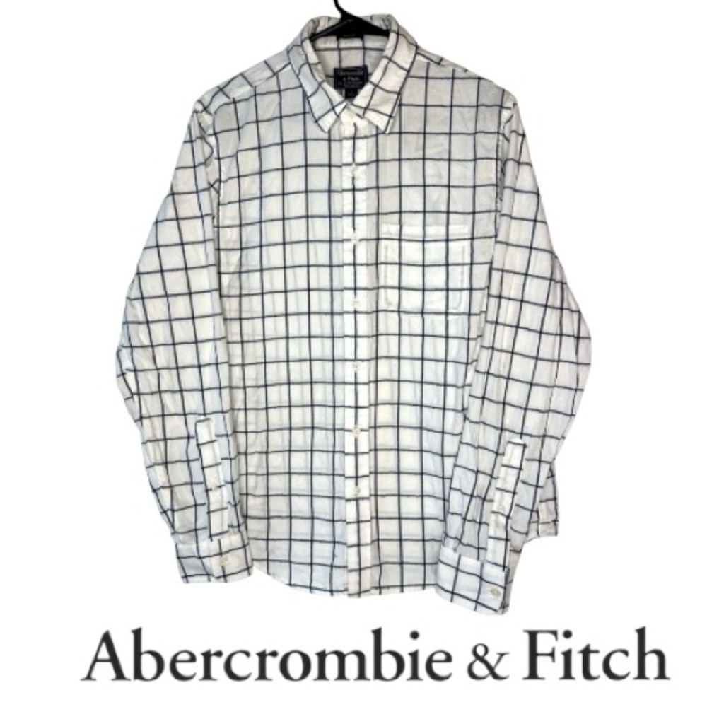 Abercrombie & Fitch Men's Button Down Shirt Blue and White